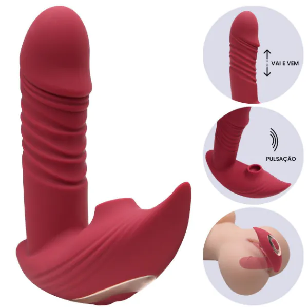 Vibrador com Sugador Clitoriano Vai E Vem Marilyn Magenta Vipmix